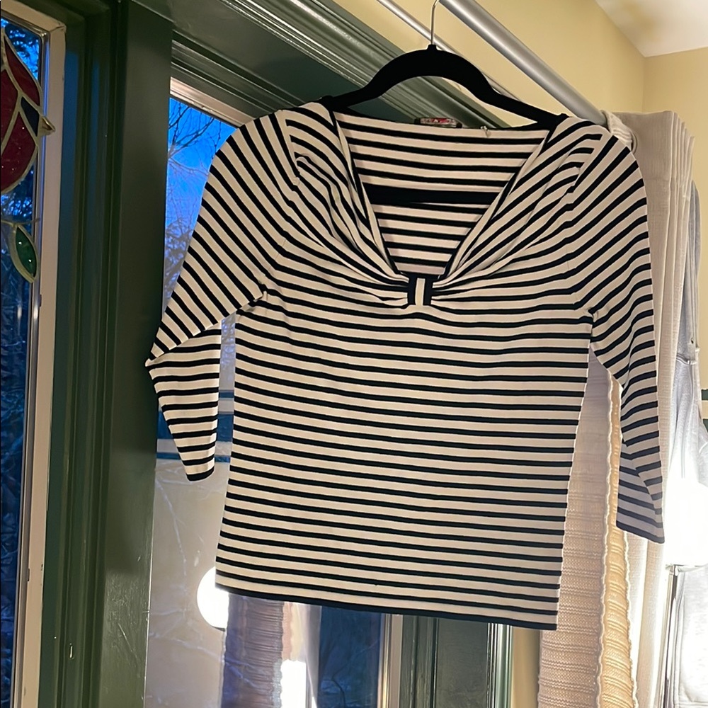 Black and White Striped Top